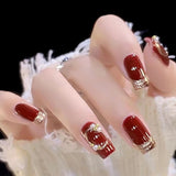 Popxstar  24Pcs Pink Fake Nails Y2K Style Press on Nails Big Sparkly Rhinestone Designs Black French Tips False Nails for Women y2k Girls