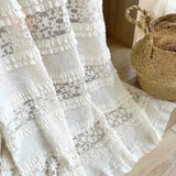 Farmhouse Beige Cutout Flower Curtains for Bedroom Rod Pocket Vintage Ruffles Window Treatment Warm Romantic Light Filtering
