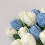 Popxstar Hand Woven Tulip Crochet Flower Diy Hand-knitted Flower Bouquet Wedding Party Decoration Home Table Decoration Festival Gifts