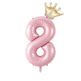 Popxstar  40inch Pastel Light Blue Pink Foil Number Balloon With Crown 1 2 3 4 5 6 Boy Girl Birthday Party Baby Shower Wedding Decoration