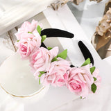 Popxstar Simulation Rose Headband For Women Romantic Red Bezel Hair Hoop Hair Bands Girls Wedding Hairband Hair Accessories