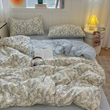 Double-layer yarn printing four-piece set, student dormitory three-piece set, bed sheet quilt cover, bedding