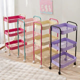 Popxstar cabin weekend inspo 3 Layer Contrast Color Trolley Storage Shelf Multi-layer Movable Trolley Cosmetics Snack Storage Rack Bathroom Mobile Shelf Home
