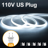 Popxstar 110V 220V Super Bright COB LED Strip with Switch FOB Tape Ribbon EU US Plug 35M 30M 25M 20M 15M 10M Neon Lights For Kitchen Room