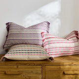45x45/60x60cm Bohemian Pillow Covers Yarn-dyed Polka Dot Cushion Covers Tassel Edge Pillow Case for Living Room Bedroom Sofa Car
