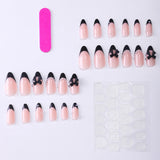 Popxstar 24pcs Press on Nails Short Almond Bowknot White Press on Nails White Pearl Sweet French Tip Press on Nails Cute Nails Cheap Nail