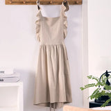 Popxstar Cross Back Apron Kitchen Apron Ruffled with Pockets for Chef Gardening Pink Work Women with Big Pinafore Dress Cooking Baking