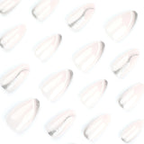 Popxstar  24Pcs Short Almond Fake Nails Nude Color Press On Nails Shiny Sequins Designs Simple DIY Manicure Women Acrylic False Nails