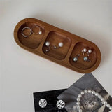 Popxstar Retro Japanese Solid Wood Tray Earring Jewelry Plate Perfume Shelf Cosmetics Storage Entrance Key Storage Tray Home Decorations