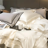 Popxstar  800TC Lyocell Eucalyptus Fiber Soft Silky Cool Feeling Bedding Set Glossy Duvet Cover Bed Sheet Sheet Pillowcases 4Pcs