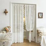 Popxstar room inspo ideas Pastoral White Tulle Sheer Window Curtains French Lace Curtain Voile Fabric Drapes Door Curtain Breathable Bedroom Home Decor