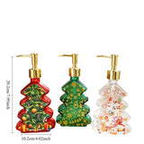 Popxstar  Christmas Design Glass Dispenser Bottle Refillable Pump for Shampoo Soap Lotion Holiday Bathroom Decor Gifts Vanity Organizer