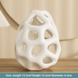 Popxstar  Artistic Sense Modern Light Luxury Ceramic Hollow Vase, Dried Flower Simulation Home Decor
