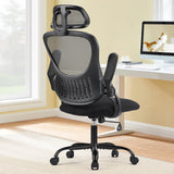 Popxstar Mesh Ergonomic Office Computer Desk Chair Flip-up Arms Adjustable Headrests Comfortable Lumbar Support For Home Office