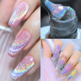 Popxstar Laser Rainbow Cat Eye Gel Magnetic Nails Polish Reflective Sparkling Glitter Gel Can Be Use on Any Color Nail Accesorios