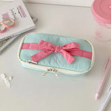 Popxstar INS Style Korean Fabric Craft Pencil Case Minimalist Bowknot Buggy Bag Student Stationery Bag Desktop Storage Bag