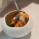 Popxstar  Creative High-end Restaurant Ceramic Sea Urchin Bowl White Special-shaped Ceramic Dish Bowl Hotel Club Molecular Cuisine Baipan