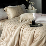 Popxstar  1000TC Egyptian Cotton Soft Silky Jacquard Embroidery Luxury Bedding Set Duvet Cover Flat/Fitted Bed Sheet Pillowcases 4Pcs