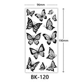 Popxstar Black Flower Tattoo Stickers for Hand Arm Waterproof Temporary Tattoos for Women Butterfly Fake Tattoo Sleeve Tatoos Girls