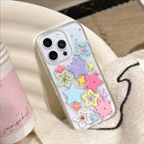 Bling 3D Dopamine Stars Phone Case For IPhone 17 Air 16 15 14 Plus 13 12 11 Pro Max Glitter Multicolor Transparent Cover Cases