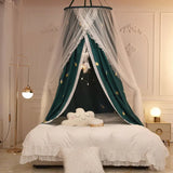 New Folded Bed Canopy Mosquito Net for Girl Women Bedding Romantic Black Yarn 2 Layers Round Dome Tent Curtain Room Decor