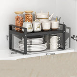 Layered Adjustable Kitchen Organizer Space Saving Stackable Kitchenware Storage Rack Non-slip Easy To Install