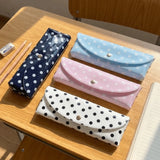 PVC Polka Dot Pencil Case Snap Button Closure Lightweight Storage Pouch Korean Style Durable Stationery Organizer Daily Use