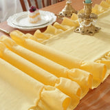 35x180cm Ruffled Edge Table Runner Cotton Solid Color Cotton Table Runner Ruffled Edge Anti Slip Rectangular Table Runner