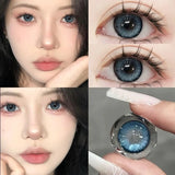 Popxstar  1Pair New Color Contact Lens Korea Pupils Nature High Quality Myopic Gray Lens Blue  Eyes - 0.00 to- 8.00 Diopter Lenses