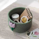 Flower element sundry items storage basket cotton thread woven bedroom living room household dormitory desktop decoration
