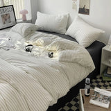 Popxstar Bed Linen Bed Sheets Set Stripes Dots Duvet Cover Set Quilt Cover Bed Sheet Quilt Sets Queen Size INS Blogger Comforter Sets