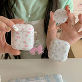 Popxstar  New Korea Cute Flower Pink Bow Pendant Fundas Case for AirPods 1 2 3 Coque Cover for AirPods Pro 2 Shockproof Protection Shell