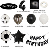 Popxstar  130Pcs Football Helium Foil Balloons Birthday Party Decorations Kids Boy 123456th Black Number Ball Soccer Party Globos Supplies