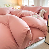 Solid Color Brushed Four Piece Set Home Textile Bedding Three Piece Set Autumn Short Plush Bed Sheets, Duvet Covers, Pillowcases