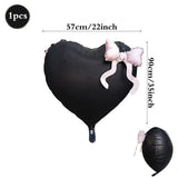 Popxstar  Heart-shaped Foil Balloon with Bow for Women Birthday Party Weddings Baby Shows Valentine's Day Anniversary Photograph  Decor