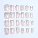 Popxstar 24pcs/set Glitter Fake Nails for Women Girls Super Flash Sparkling Gradient Pink Black Tips Faux Ongles Press on False Nail Art