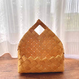 Pastoral wooden storage basket handmade kitchen balcony household hotel restaurant cafe decoration