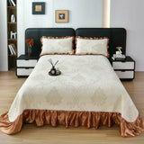 Popxstar  3/5Pcs Luxury European Knitted Cotton Embossing Quilted Bedspread, Bed Cover, Mattress Topper Coverlet, Bed Sheet, Pillowcases