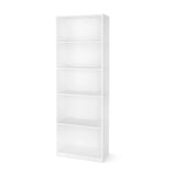 Popxstar 5-Shelf Bookcase with Adjustable Shelves,Solid Wood/Closed Back/Display Bookshelf for Living Room,Bedroom,Home and Office,White