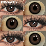 1 Pair Brown Color Contact Lenses Natural Eye Contacts Blue Colored Soft Lens Yearly Use Women Makeup Cosmetic Lenses