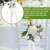 Popxstar  6pcs Wedding Party Decorative Chair Back Flowers, Outdoor Garden Artificial Flowers, Home Decorative Rose Fake Flowers