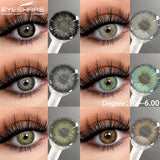 Popxstar Myopia Lenses 1 Pair Colored Contact Lenses with Degree Natural Eye Contacts Brown Lenses Gray Pupils Yearly Disposable