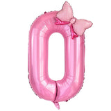 Popxstar  1Pc Large 40inch Number Pink Foil Balloon With Bow 1 2 3 4 5 6 7 8 9 For Kid Boys Girls Birthday Party Baby Shower Decorations