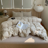 Popxstar  Ins Nordic Bedding Set Striped Pure Cotton Duvet Cover Set Skin-Friendly Single Twin Full Queen Size Flat & Fitted Sheets Set