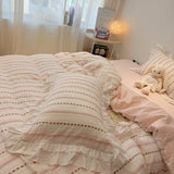 Korean Princess Style Bedding Sets Grand Jacquard Quilt Cover Bedclothes Decor Woman Girls Bedroom Duvet Cover 4pcs