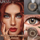 Popxstar  1 Pair Colored Contact Lenses Natural Brown 14.5mm Big Eyes Contacts Cosmetics Green Eye Color Lens Gray Lens Women Makeup