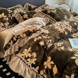 Latest French Style Winter Thickened Milk Fleece 4pcs Bedding Sets Soft Luxury Warm Quilt Cover Sheet Pillowcases