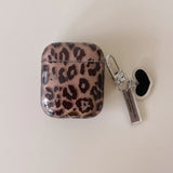 Popxstar fashion luxury transparent leopard print pattern black love heart Pendant for airpods 4 3 1 pro 2 soft silicone protection case