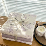 Popxstar  Ins floral print Bedding set knitted cotton Flat sheet set Four pieces duvet cover double layer-yarn 4Pcs lovely Fitted sheet