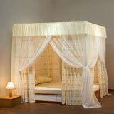 Four Season Dustproof Top Mosquito Net with Frame 2 Layers Shading Bed Curtain Canopy Palace Nets 1.2 1.5 1.8 2.0 Bed